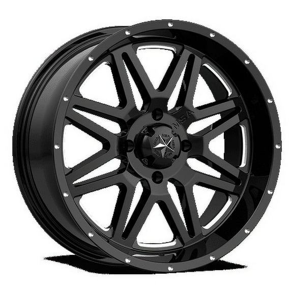 MSA Offroad Wheels Aluminum Rim M26 VIBE 14X7in Milled Gloss Black Finish, M26-04737M