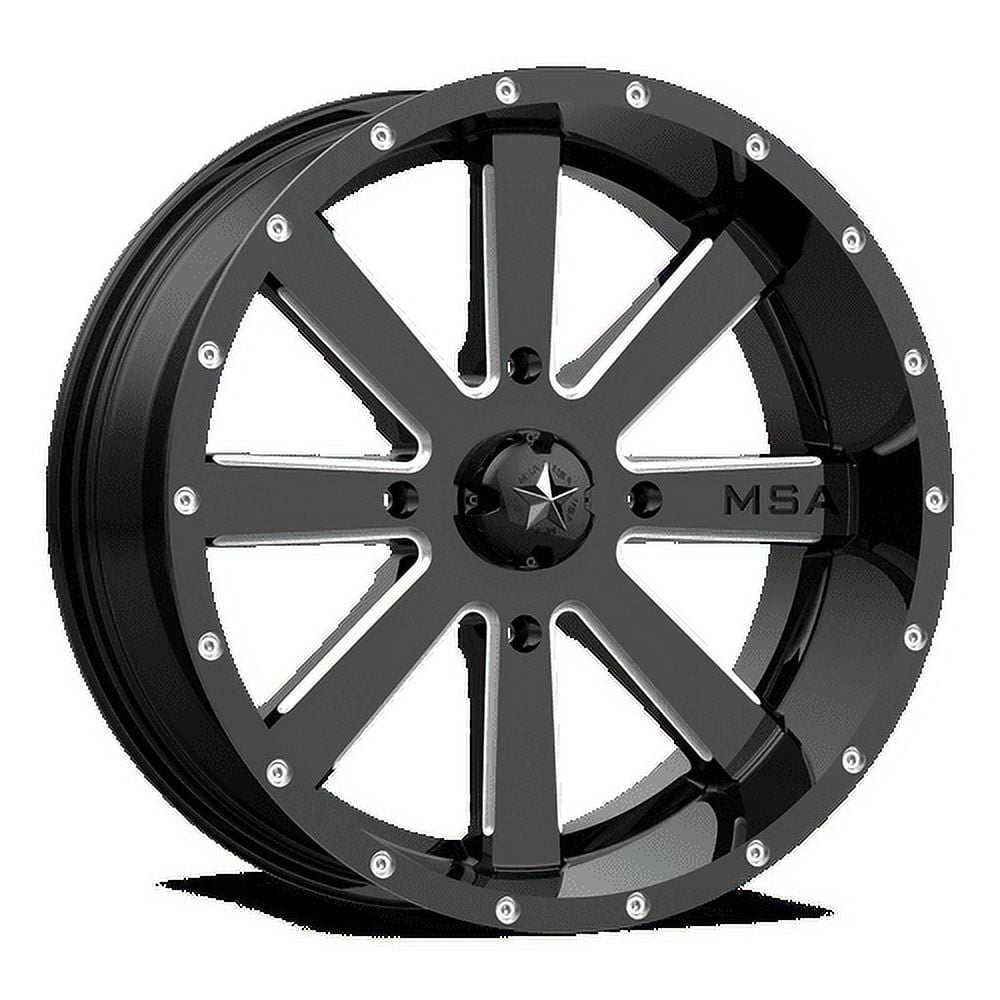 MSA Offroad Wheels Aluminum Rim M34 FLASH 18X7in Gloss Black Milled Finish, M34-018737M