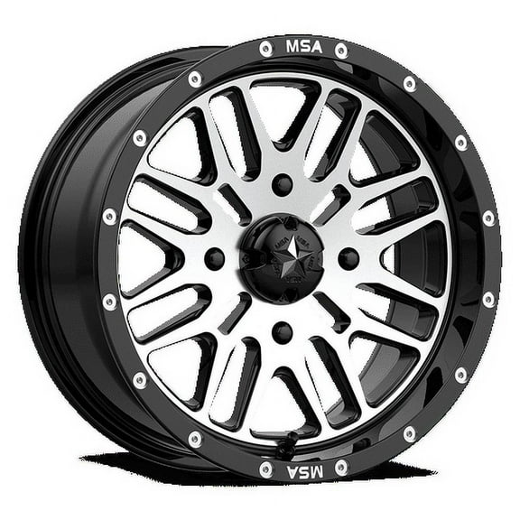 MSA Offroad Wheels Aluminum Rim M38 BRUTE 15X7in Gloss Black Machined Finish, M38-05756