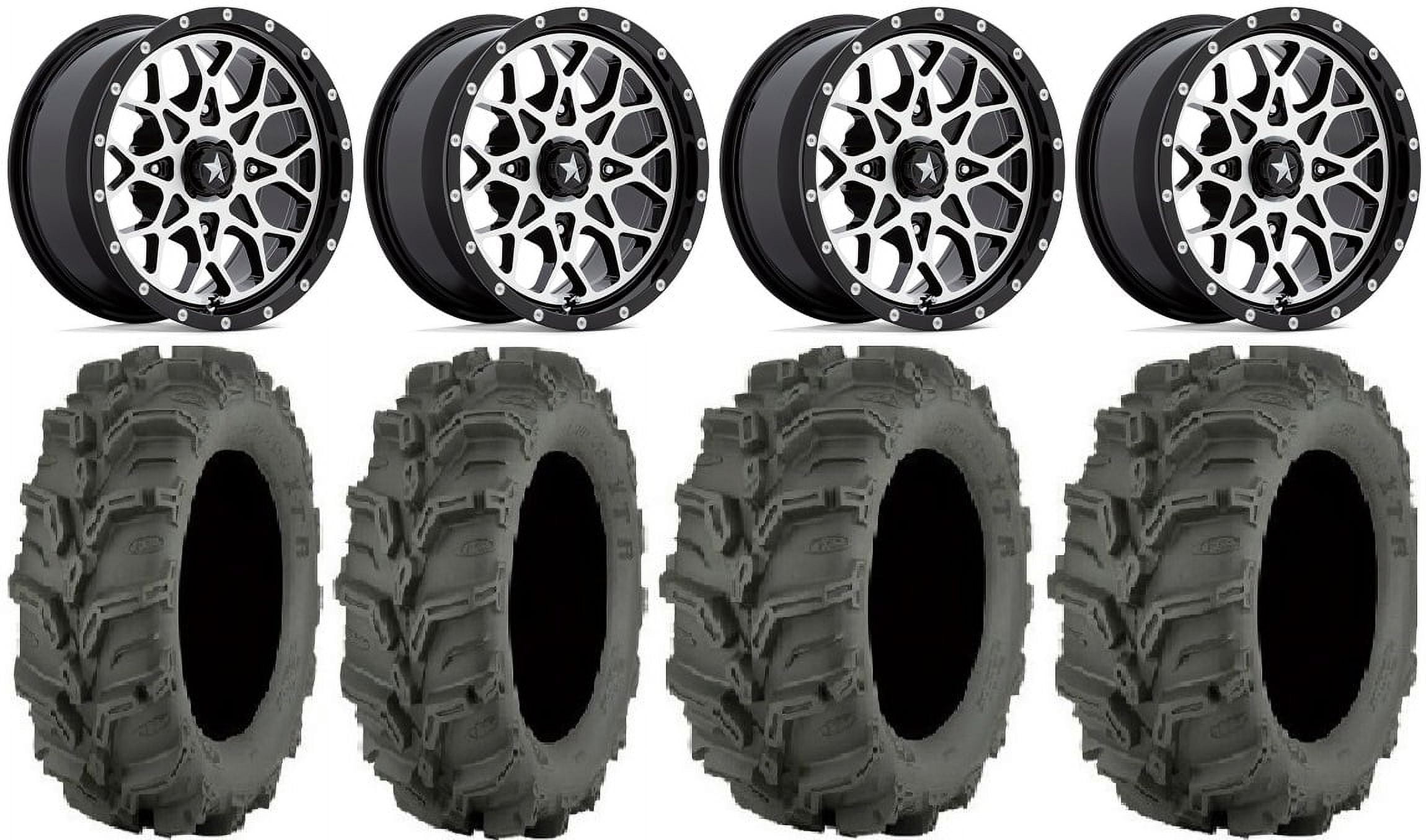 MSA Portal 14" Wheels Machined 27" Mud Lite XTR Tires Honda Pioneer