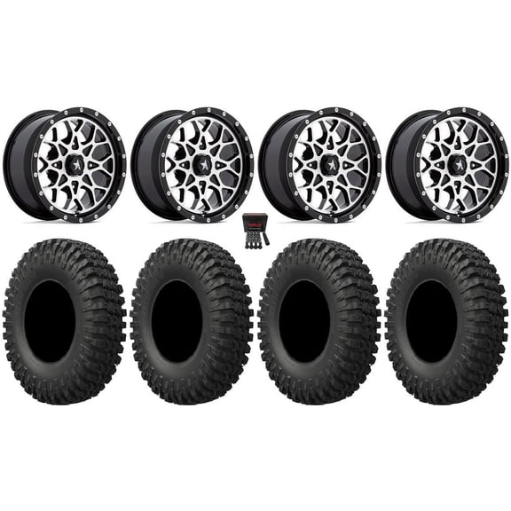 MSA Portal 14" Wheels Machined 32" MotoCrusher Tires Yamaha Viking Wolverine YXZ1000R CFMoto ZForce 950 UForce 1000