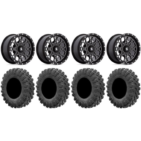 MSA Portal 14" Wheels Milled 27" MotoRavage Tires Sportsman 550 850 1000