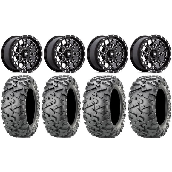 MSA Portal 14" Wheels Milled 28" BigHorn 2.0 Tires Can-Am Commander Maverick Renegade Outlander Defender
