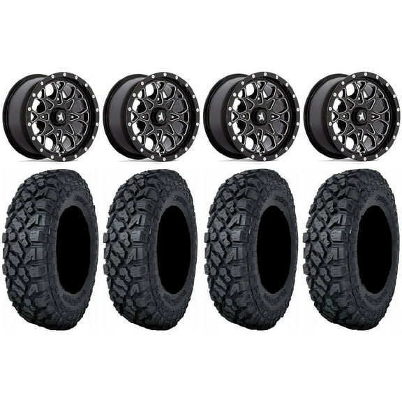 MSA Portal 14" Wheels Milled 28" Klever X/T Tires Sportsman RZR Ranger