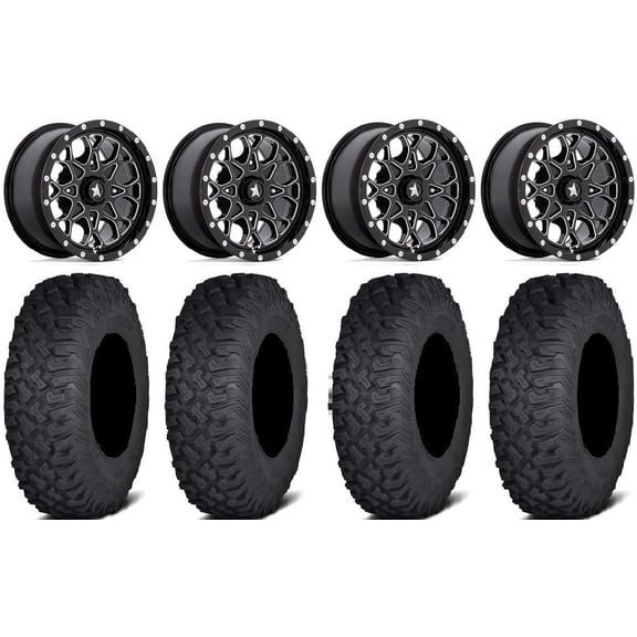 MSA Portal 15" Wheels Milled 33" Coyote Tires Kawasaki Mule Pro FXT