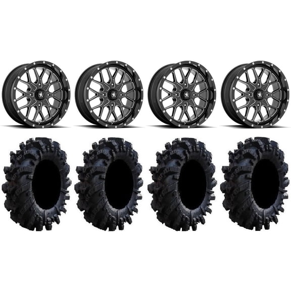 MSA Portal 18" Wheels Milled 36" Intimidator Tires Can-Am Commander Maverick Renegade Outlander Defender