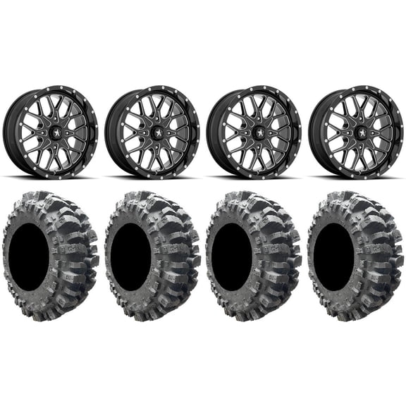MSA Portal 20" Wheels Milled 35" Bogger Tires Can-Am Commander Maverick Renegade Outlander Defender