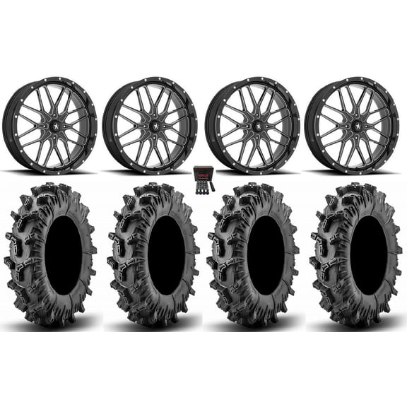 MSA Portal 24" Wheels Milled 38" Terminator Max Tires Can-Am Commander Maverick Renegade Outlander Defender