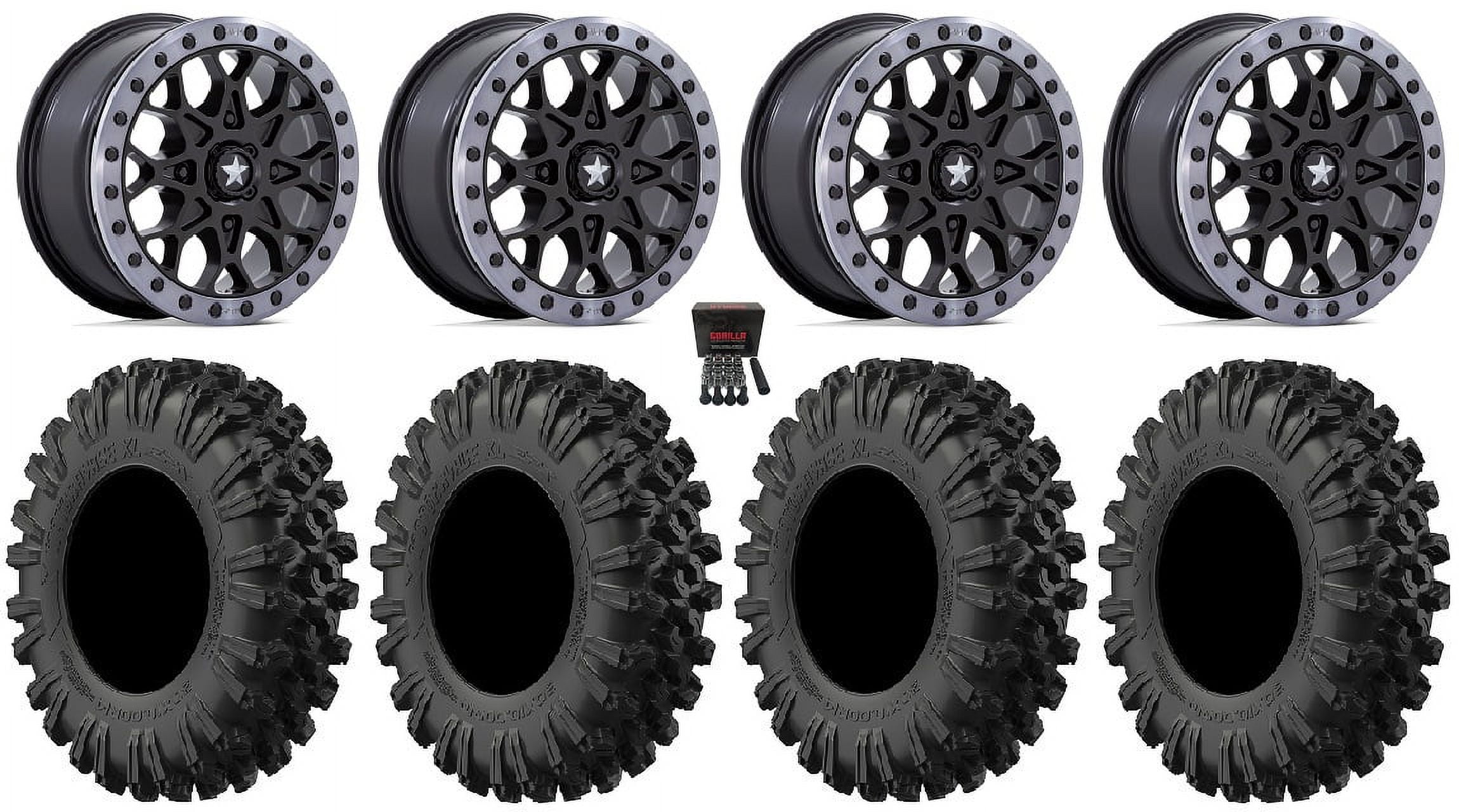 MSA Portal Beadlock 15" Wheels Black 35" MotoRavage XL Tires Yamaha