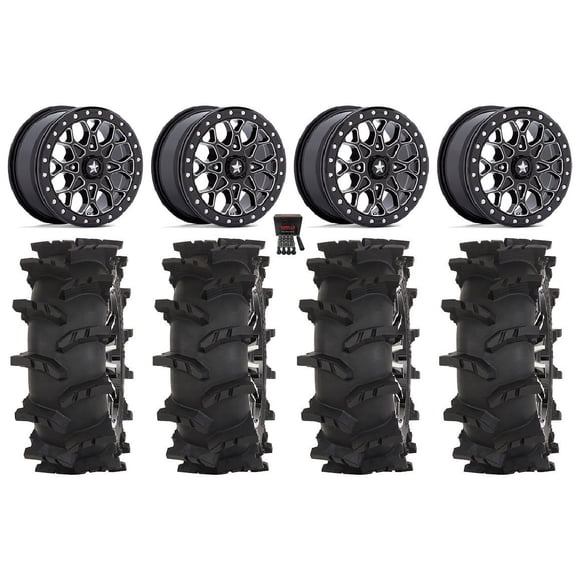 MSA Portal Beadlock 15" Wheels Mi 32" Outlaw Max Tires Sportsman RZR Ranger