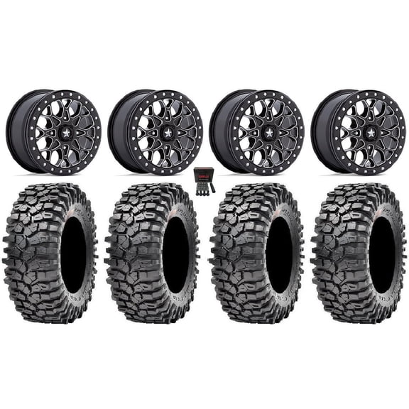 MSA Portal Beadlock 15" Wheels Milled 32" Roxxzilla 396 Tires Can-Am Commander Maverick Renegade Outlander Defender