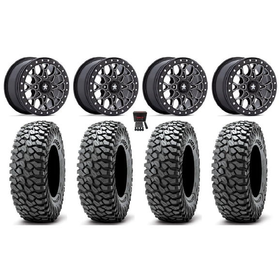 MSA Portal Beadlock 15" Wheels Milled 37" RocScraper Tires Can-Am Maverick X3 / Honda Pioneer 1000 / Talon