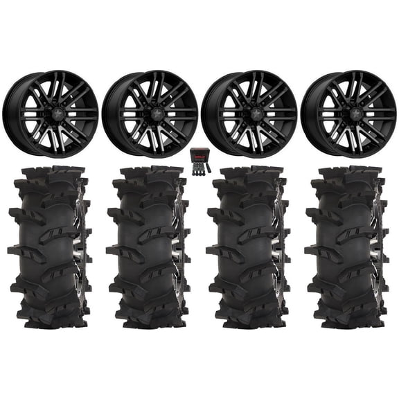 MSA Rogue 14" Wheels Black 28" Outlaw Max Tires Sportsman RZR Ranger