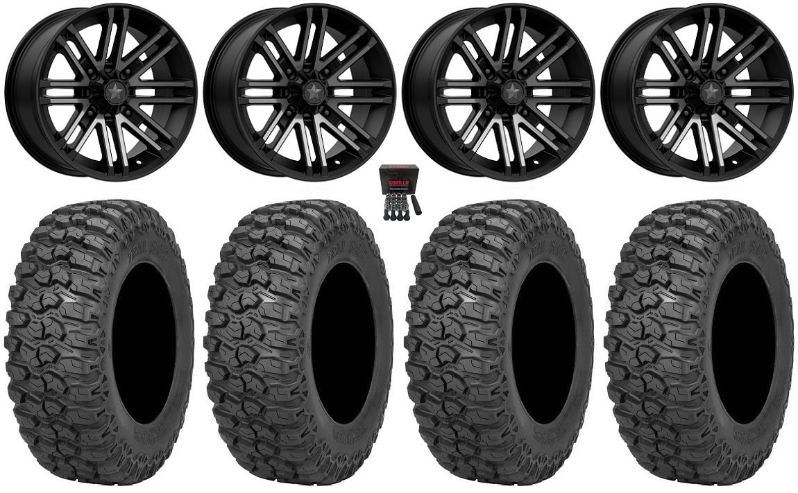 MSA Rogue 15" Wheels Black 35" Trail Saw 2.0 Tires Polaris RZR XP 1000