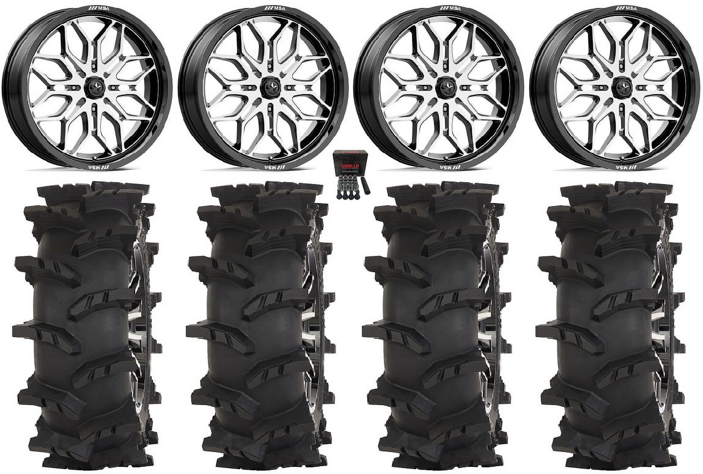 MSA Sniper 24" Wheels Machined 44" Outlaw Max Tires Polaris RZR XP 1000