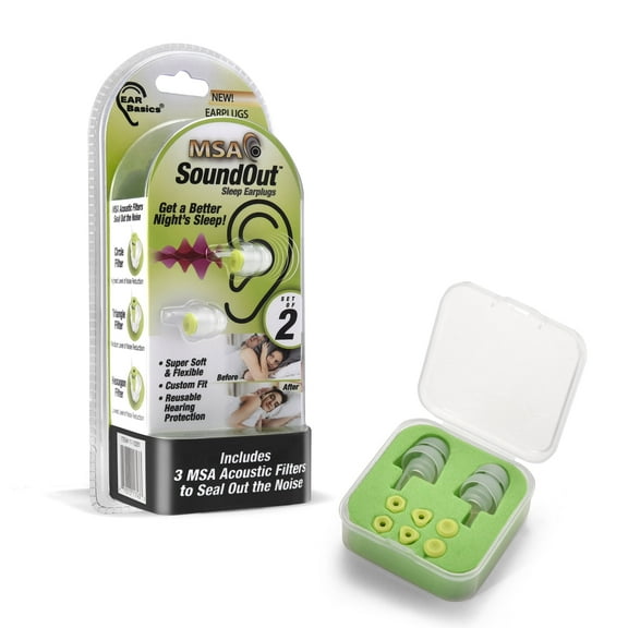 MSA SoundOut Sleep Earplugs | MSA Acoustic Fliters Seal Out the Noise | Set of 2