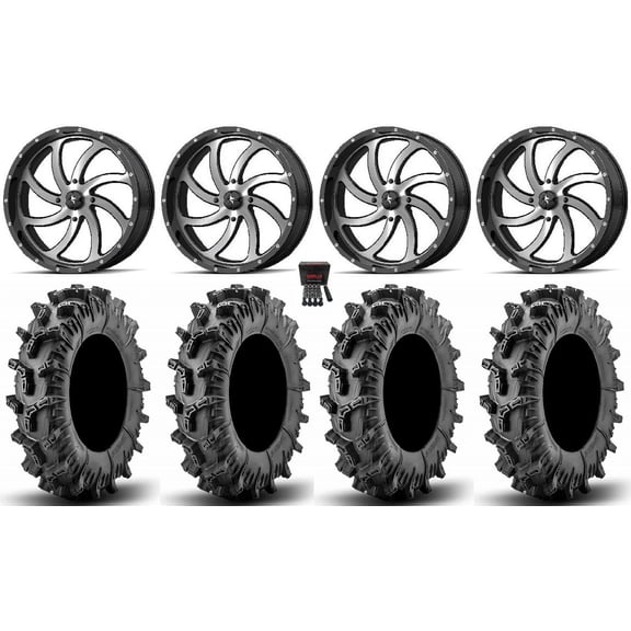 MSA Switch 22" Wheels Machined 35" Terminator Max Tires Can-Am Commander Maverick Renegade Outlander Defender
