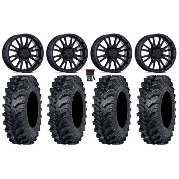 MSA ThunderLips 14" Wheels Black 27" MT911 Tires Can-Am Maverick X3 / Honda Pioneer 1000 / Talon