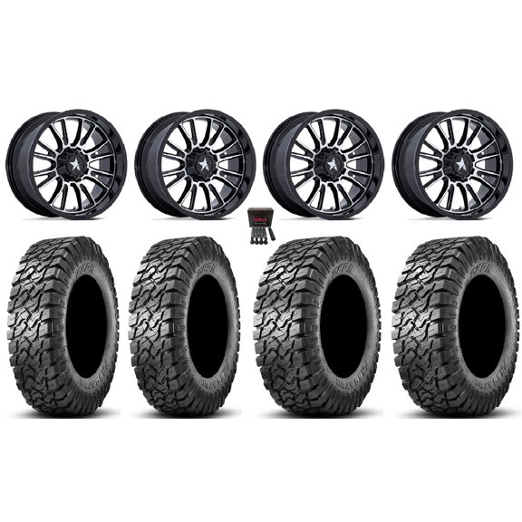 MSA ThunderLips 14" Wheels Machined 27" Predator Tires Kawasaki Mule Pro FXT