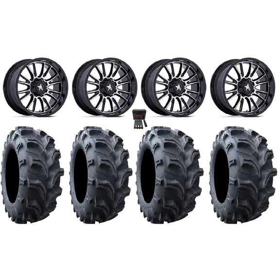 MSA ThunderLips 14" Wheels Machined 28" Vampire II Tires Kawasaki Teryx Mule