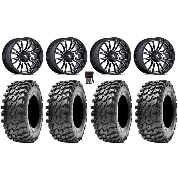 MSA ThunderLips 14" Wheels Machined 32" Rampage Tires Can-Am Commander Maverick Renegade Outlander Defender
