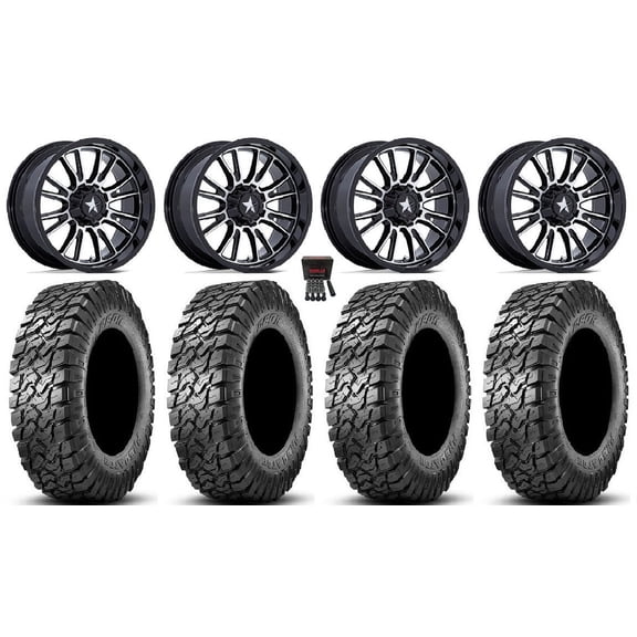 MSA ThunderLips 15" Wheels Machined 32" Predator Tires Kawasaki Mule Pro FXT
