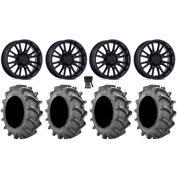 MSA ThunderLips 24" Wheels Black 40x8.3 BKT 171 Tires Kawasaki Teryx Mule