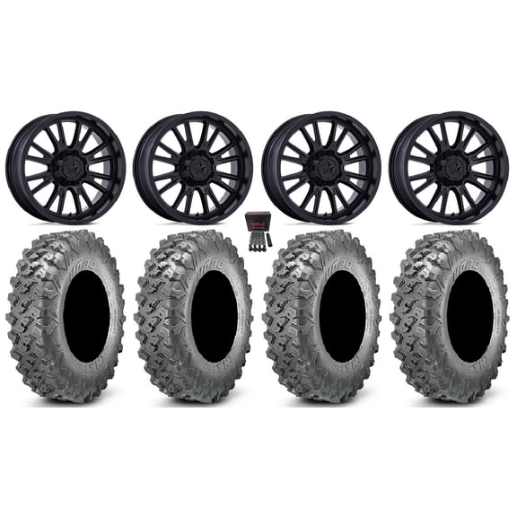 MSA Thunderlips 15" Wheels Black 35" Lynx SXS Tires Polaris RZR Turbo R & Pro R Ranger 1500 Xpedition