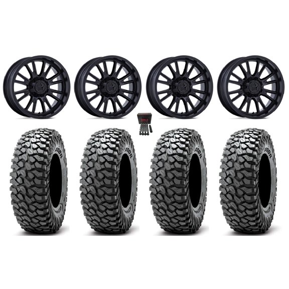 MSA Thunderlips 15" Wheels Black 37" RocScraper Tires Polaris RZR Turbo R & Pro R Ranger 1500 Xpedition