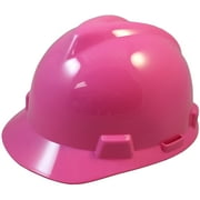 MSA V-Gard Cap Style Hard Hats w/FasTrac III Suspensions and Handy Tote Bag - Hot Pink
