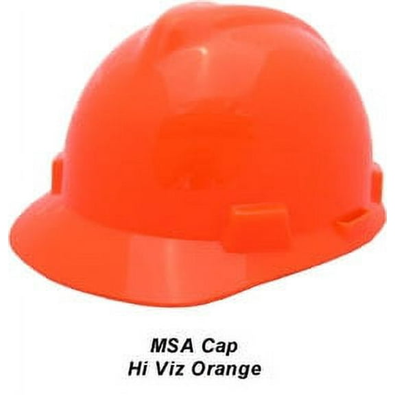 MSA V-Gard Cap Style Hard Hats with One Touch Suspensions Hi Viz Orange