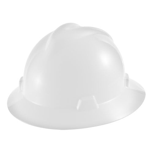 MSA V-Gard Fas-Trac Non-Slotted Protective Full Brim Hard Hat - White