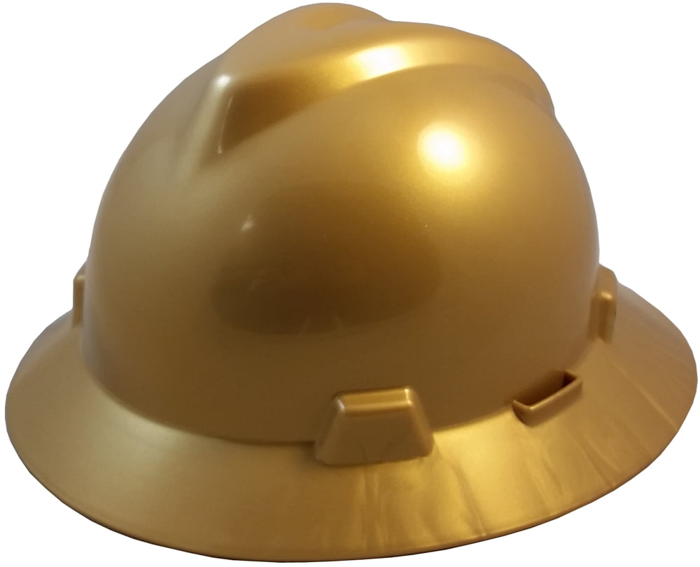 MSA V-Gard One-Touch Suspensions Full Brim Hard Hats - Gold