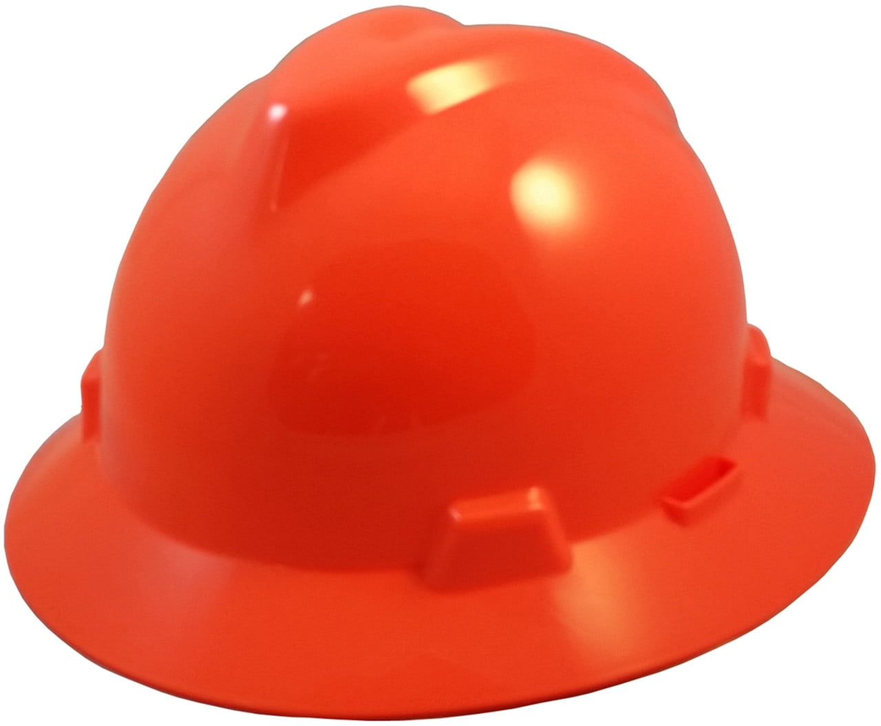 MSA V-Gard One-Touch Suspensions Full Brim Hard Hats - Hi Viz Orange