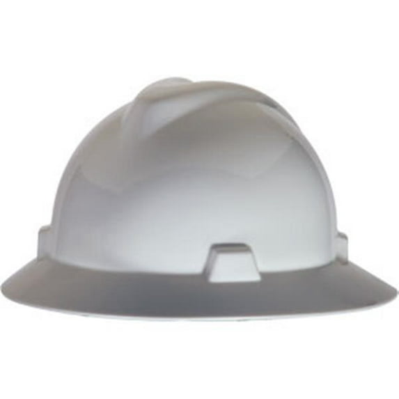 MSA V-Gard Slotted Hat Hardhat w/ Fas-Trac Suspension, White (2 Units)