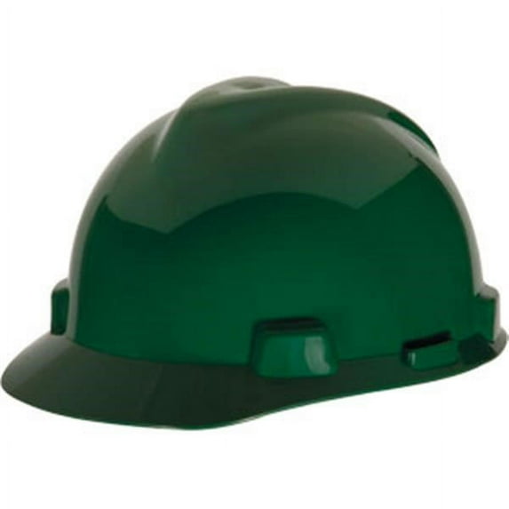 MSA V-Gard Standard Slotted Hardhat Cap w/ Fas-Trac Suspension, Green (2 Units)