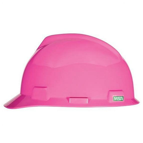 MSA V-Gard Standard Slotted Hardhat Cap w/ Fas-Trac Suspension, Hot Pink (10 Units)