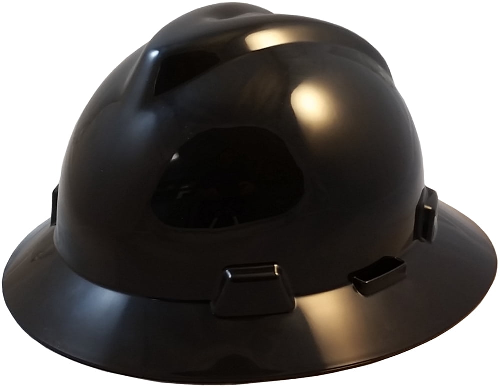 MSA V-Guard with Staz On Suspensions - Full Brim Hard Hats and Safety Tote - Black