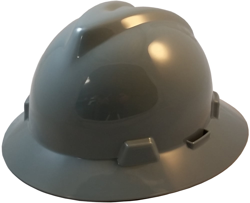 MSA V-Guard with Staz On Suspensions - Full Brim Hard Hats and Safety Tote - Gray
