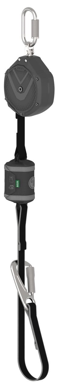 V-SHOCK Personal Fall Limiter Self-Retracting Lifeline, 10 ft. Length, Carabiner, Steel, 1 Leg(s)