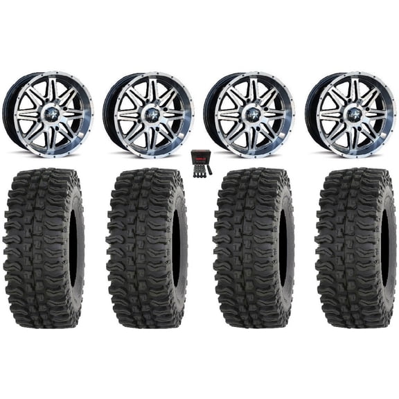 MSA Vibe 14" Wheels Dark Tint 27" BDC Tires Can-Am Commander Maverick Renegade Outlander Defender