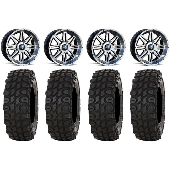 MSA Vibe 14" Wheels Dark Tint 28" XComp ATR Tires Kawasaki Teryx Mule