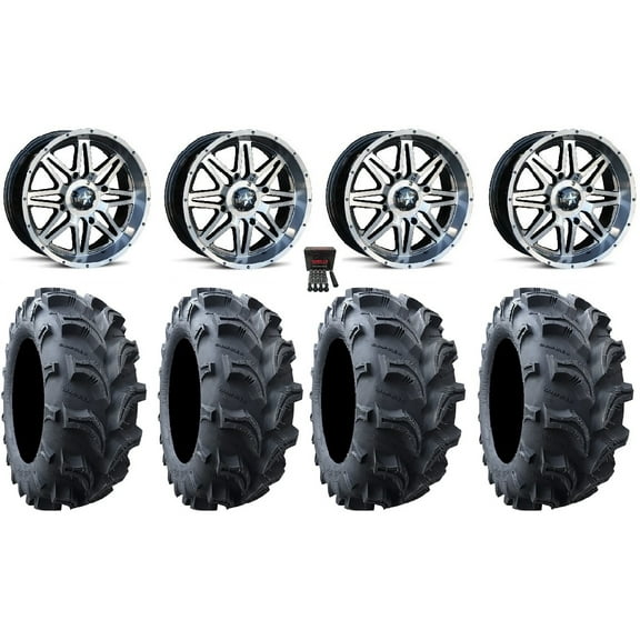 MSA Vibe 14" Wheels DarkTint 27" Vampire II Tires Polaris RZR XP 1000 / PRO XP / Ranger XP 900/1000