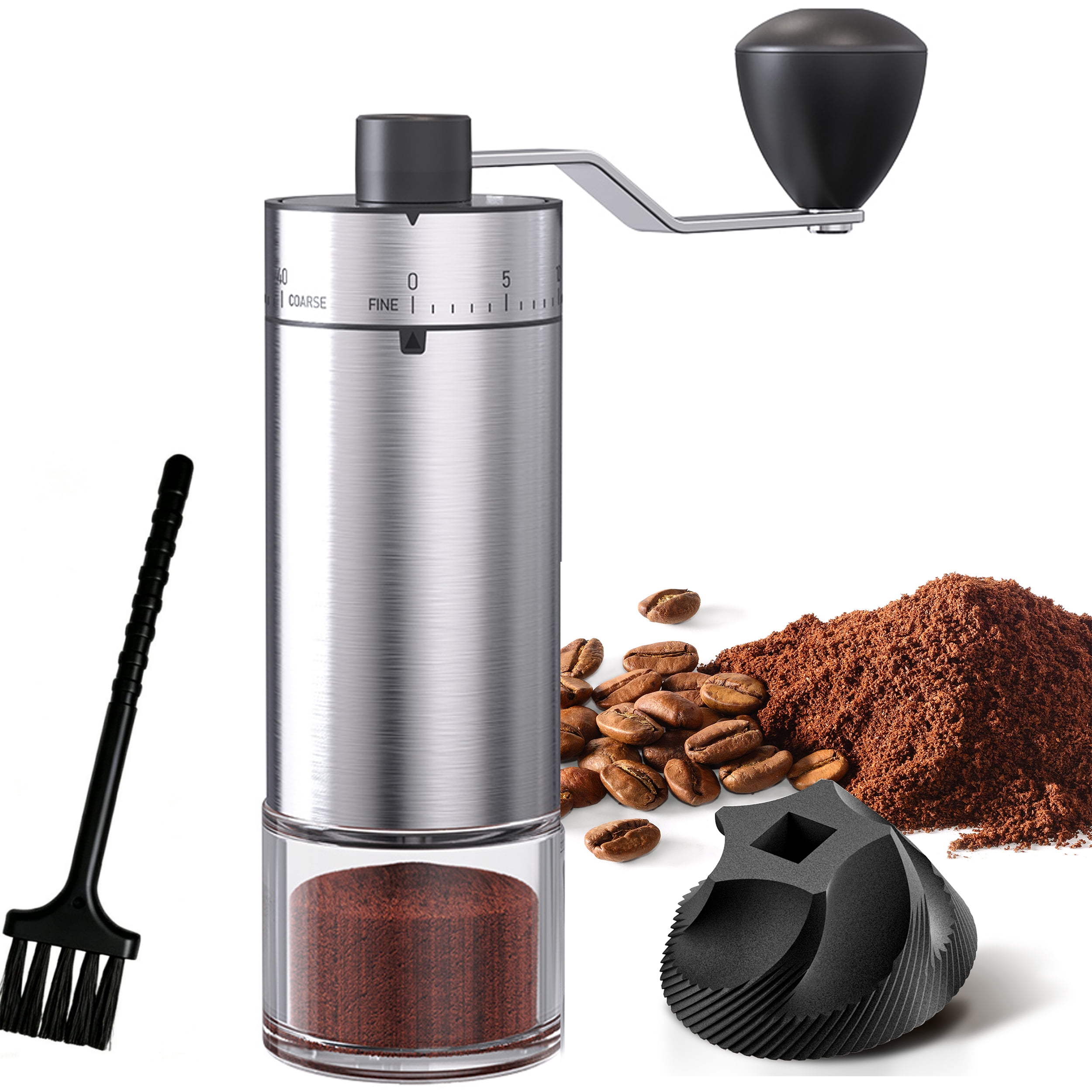 MSAS Manual Coffee Grinder – 40 External Adjustable Settings Ceramic Burr, Portable Stainless Steel Hand Mill for Travel & Espresso