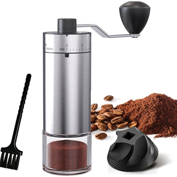 MSAS Manual Coffee Grinder – 40 External Adjustable Settings Ceramic Burr, Portable Stainless Steel Hand Mill for Travel & Espresso
