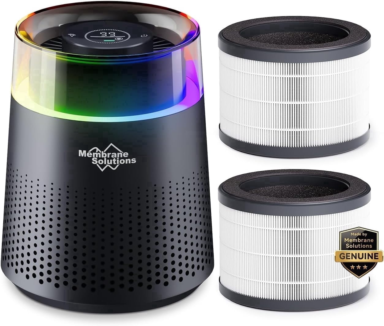 MSB5W Air Purifier with 3-in-1 HEPA Filter, Allergen Removal,LED Lights,Smart Purificador,Remove 99.97% of Particles and Air Pollution,2 Extra Replacement Filters