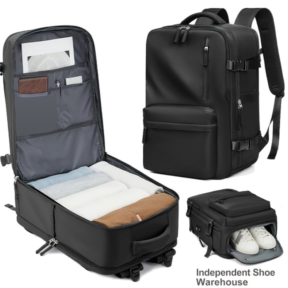 MSBAG Large Travel Backpack for Men & Women, Heavy-Duty Durable Multi-Compartment Hiking Business Weekender Luggage, TSA-Approved Carry On with USB Charging Port Laptop Compartment & Shoe Pocket