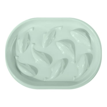 MSBC Regular Size Dishwasher Safe Melamine Slow Feeder Bowl for Cats with Dolphin Design