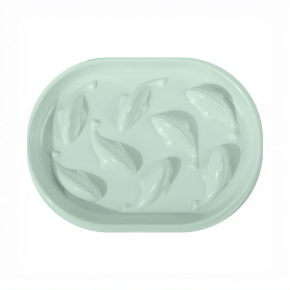 MSBC Regular Size Dishwasher Safe Melamine Slow Feeder Bowl for Cats with Dolphin Design