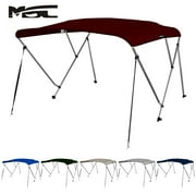 MSC 3 Bow Bimini Top with Rear Support Pole and Storage Boot, Burgundy